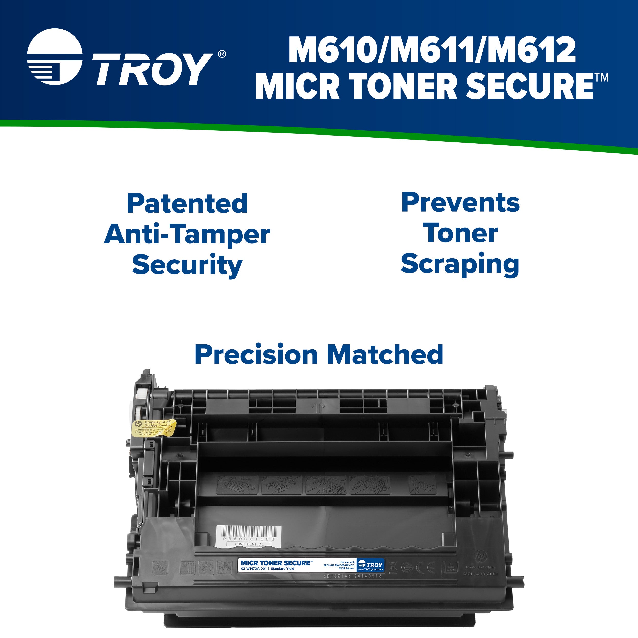 TROY M610E/M611E/M612E MICR Toner Secure Standard Yield Cartridge (Coordinating HP Part Number: W1470A)