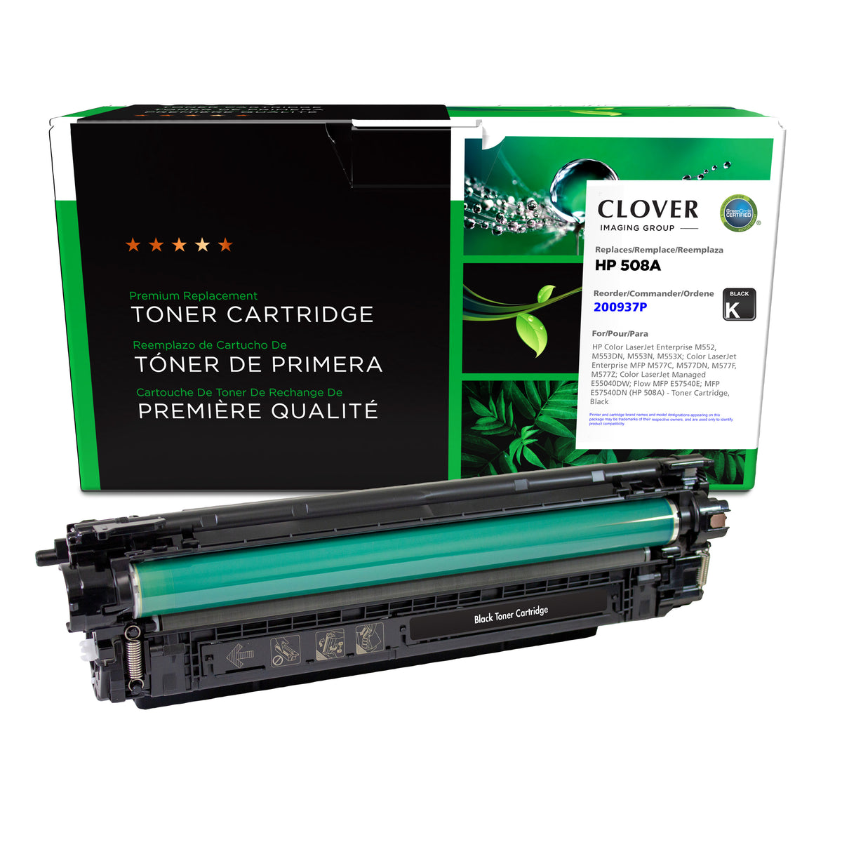 HP 508A (CF360A) Black Standard Yield Toner Cartridge from Clover 